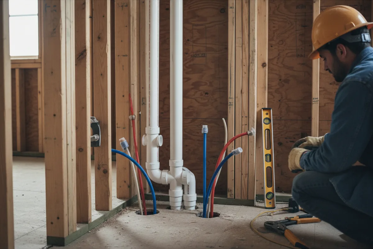 Drain and supply rough-in during Toilet Repair and Installation in Cary